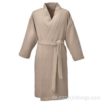 Baumwollwaffel Kimono Bademantel Luxushotel Waffelrobe